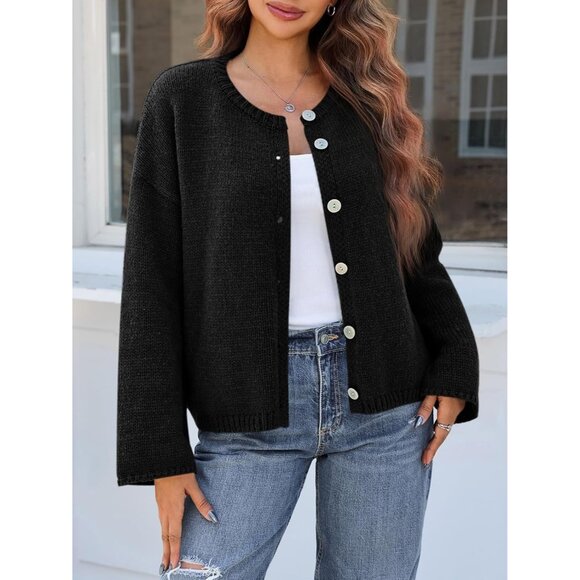 2025 Women's Oversized Chunky Knit Cardigan - Cozy Button Down Sweater - Picture 2 of 5